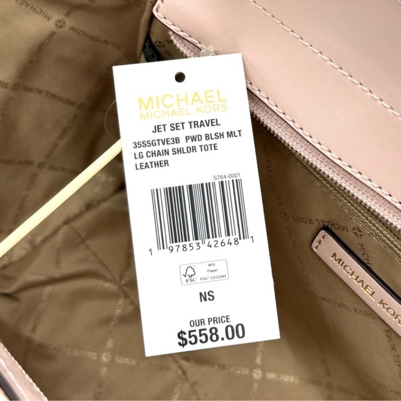 Michael Kors Large Jet Set Travel Chain Shoulder Bag Powder Blush Multi - Picture 10 of 10